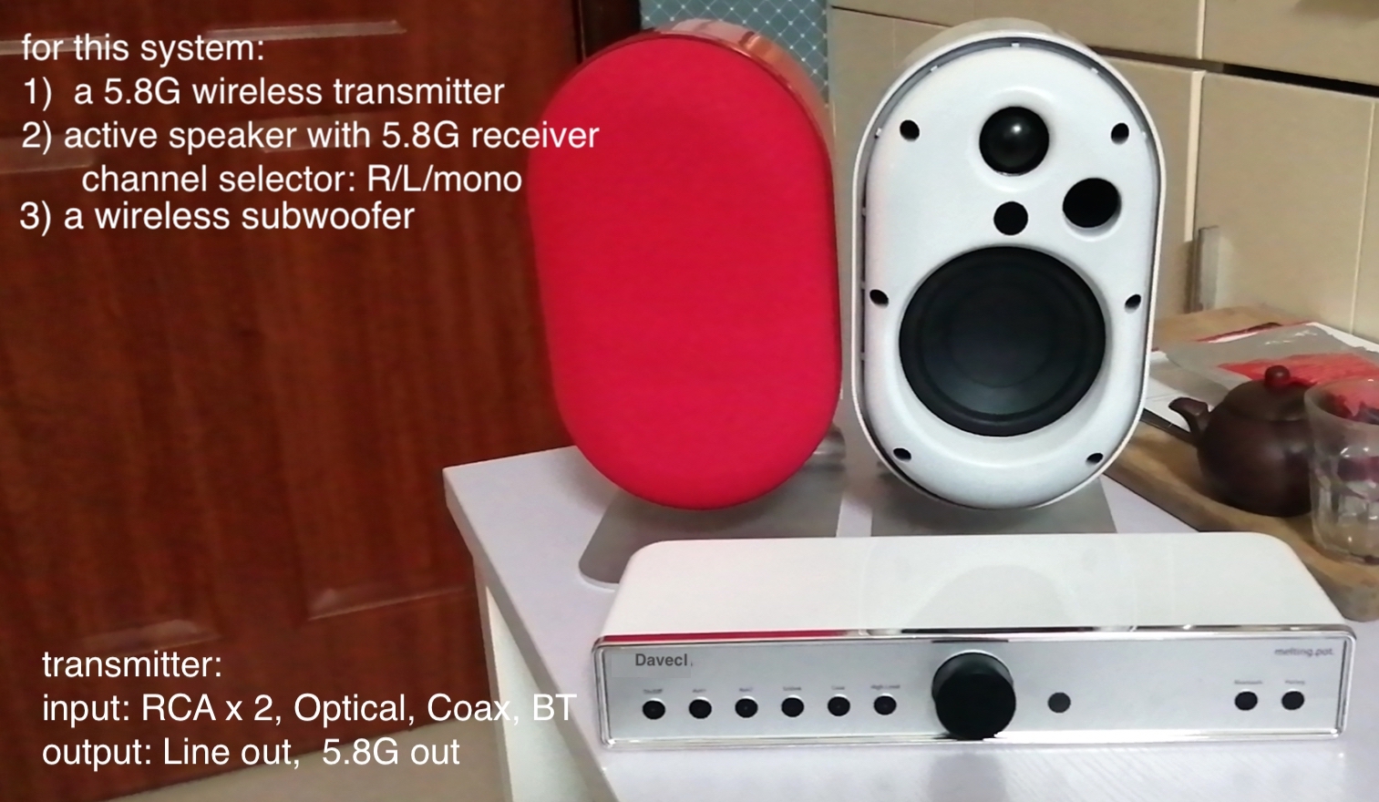 DAVECL 5.8G المتكلم اللاسلكي